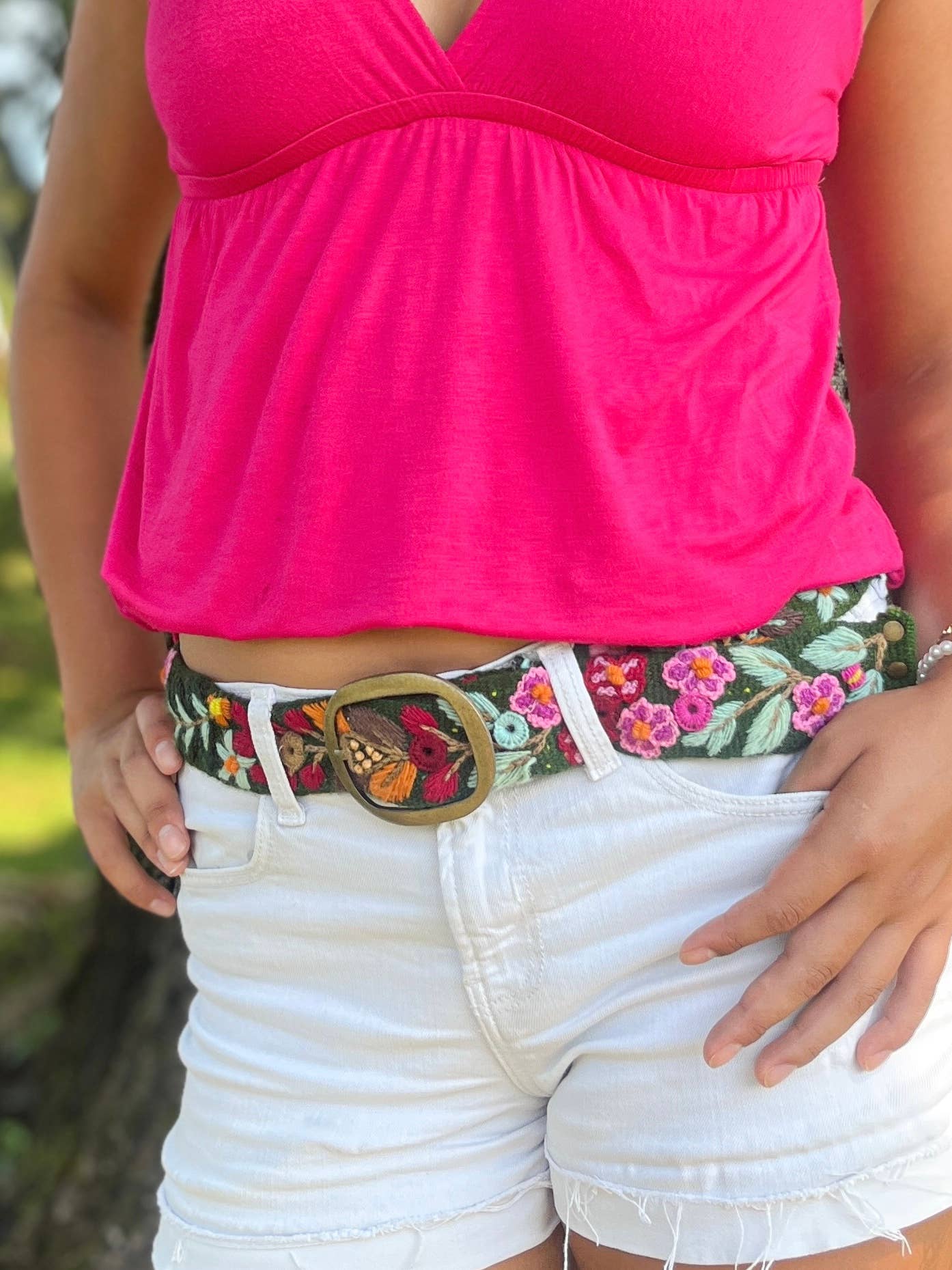 Green Forrest Wildberry Embroidery Belt