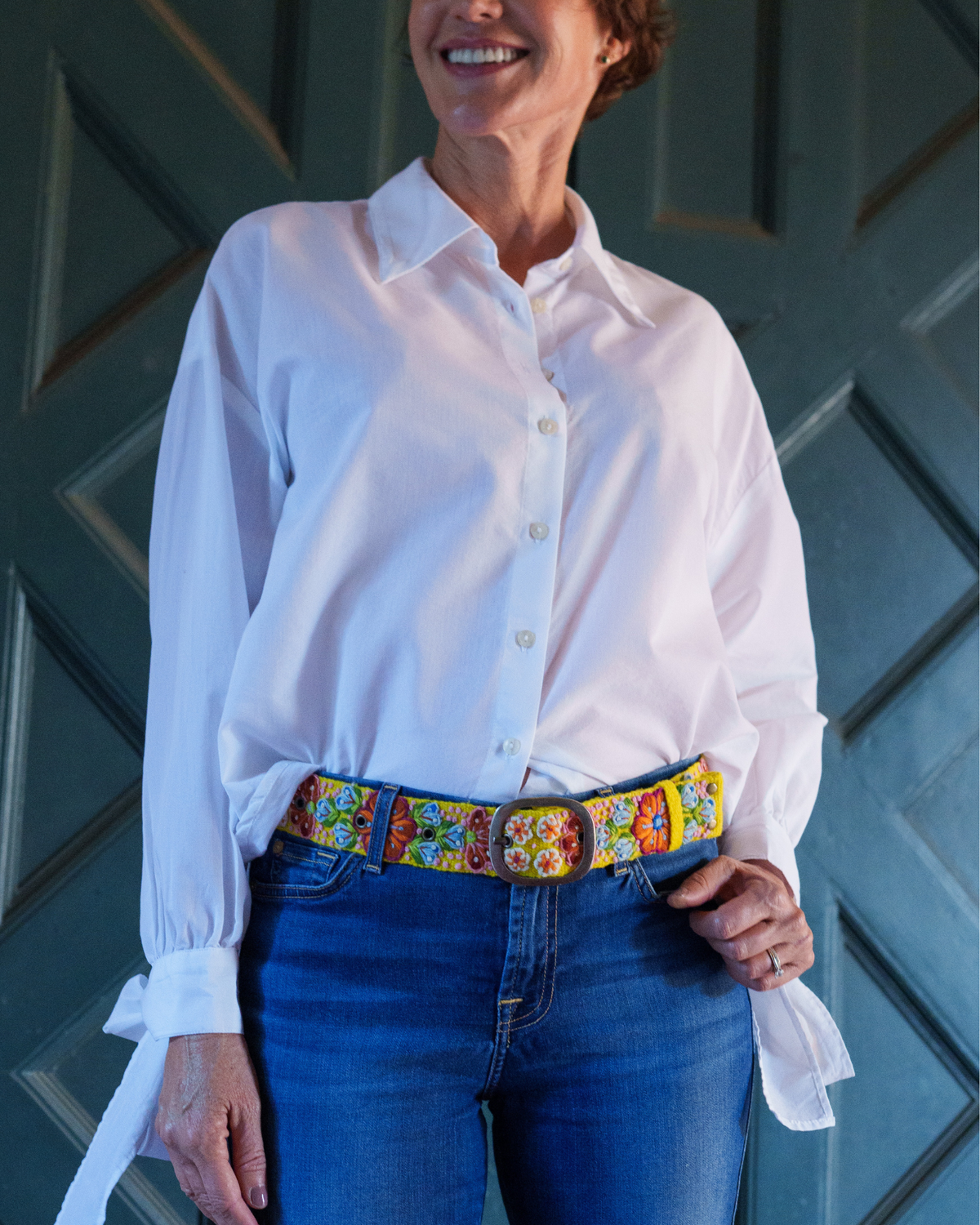 Golden Delicious Embroidered Wool Belt: M