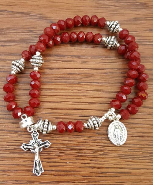 Ruby Opaque Crystal Wrist Rosary