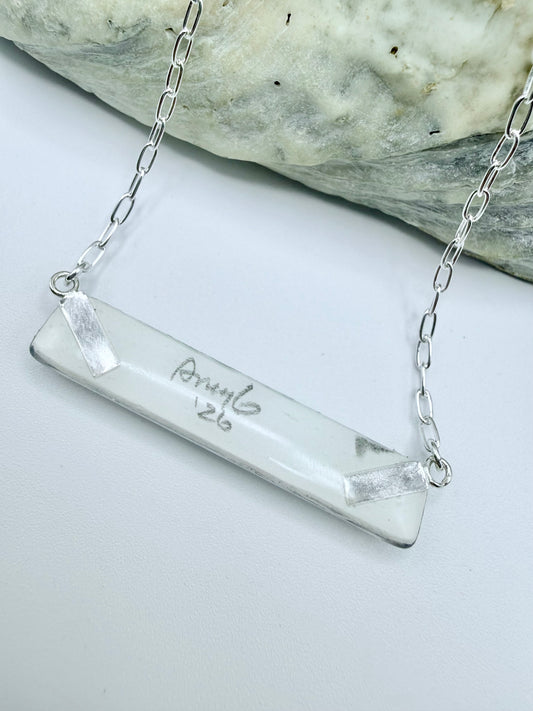 Crashing Waves Watercolor Necklace with Sterling chain