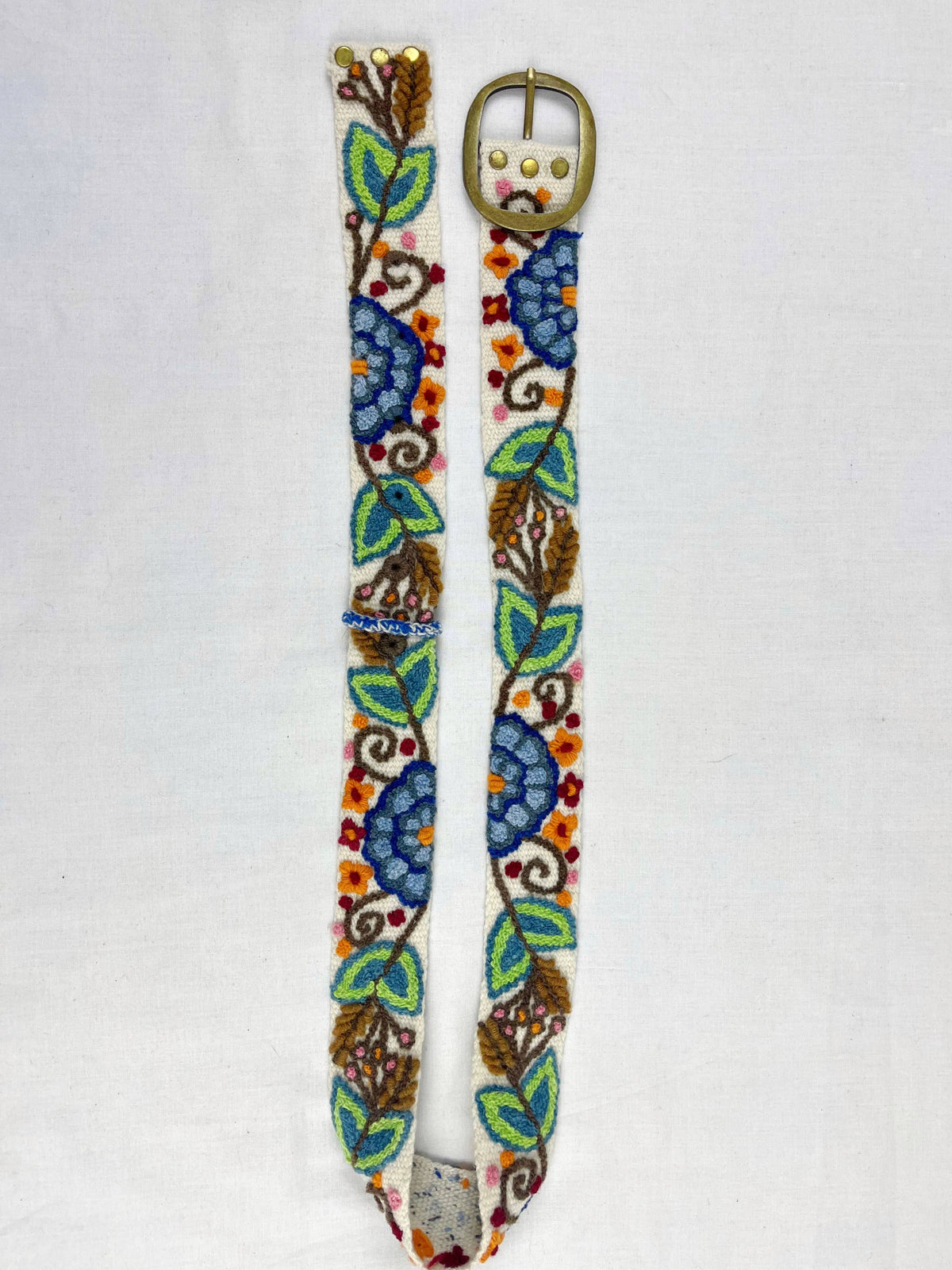 Cream Catalina Wide Embroidered Belt