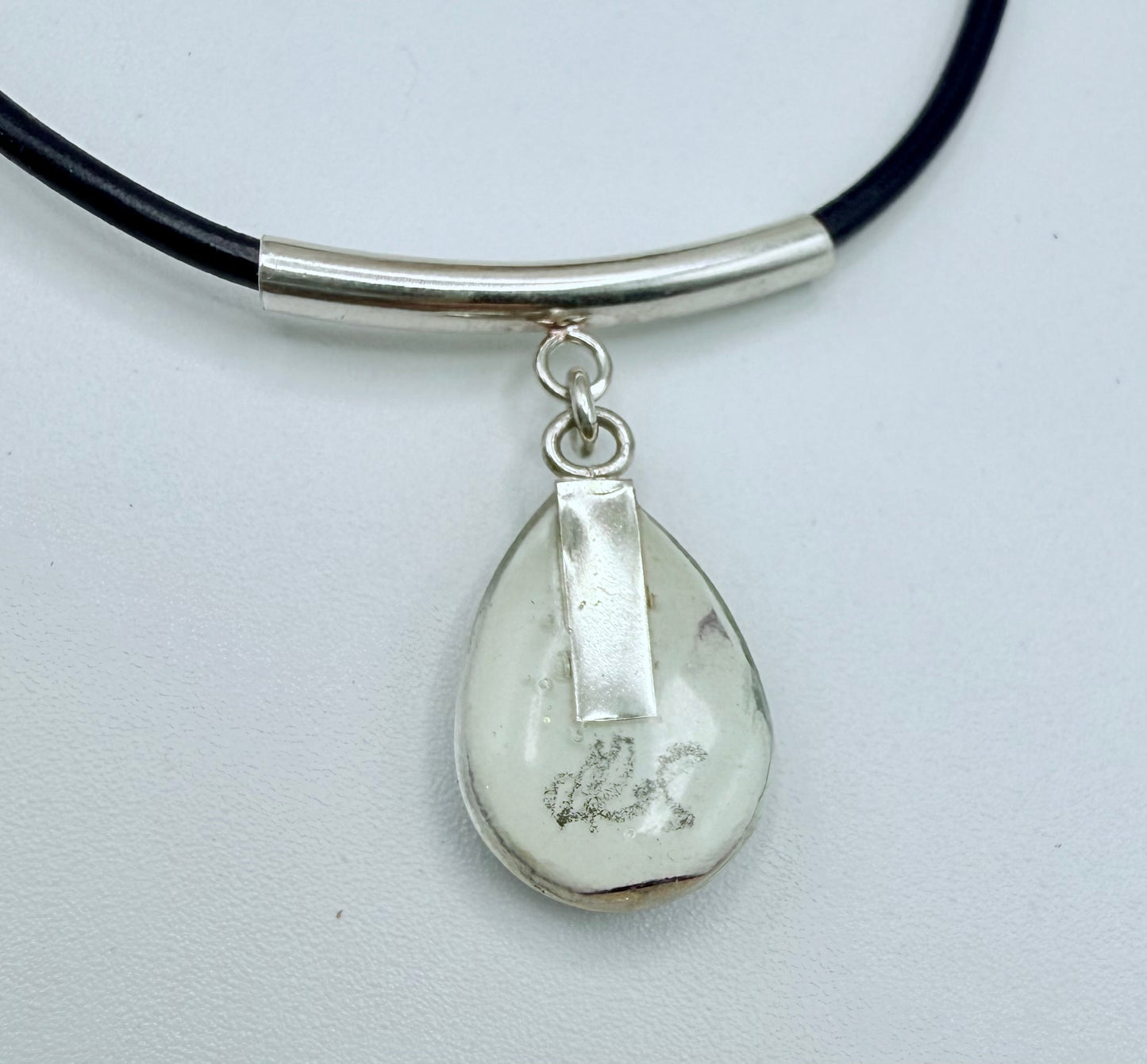 Mountains Drop Watercolor Necklace With Leather Chain
