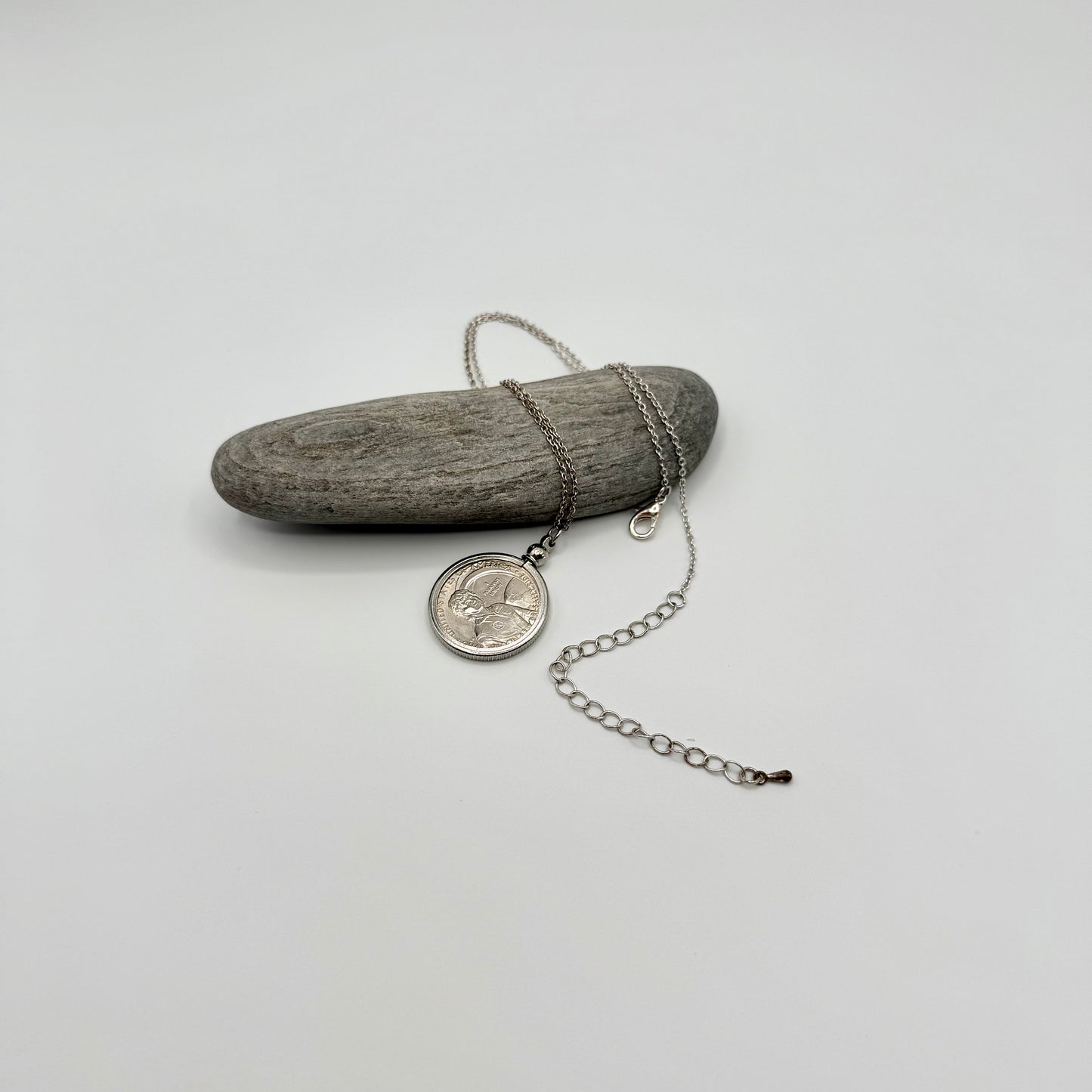 18” silver plated necklace honoring Sally Ann Ride
