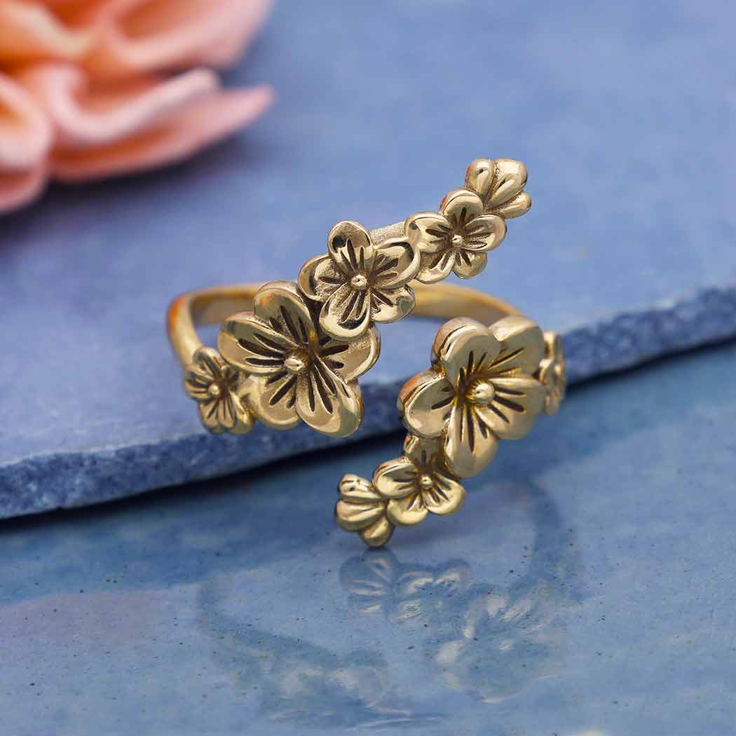 Adjustable Cherry Blossoms Ring: Bronze