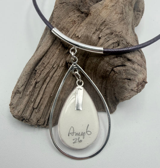 Pink Sunset Teardrop Necklace - Original Watercolor