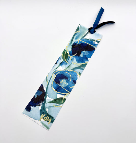 Blue/Gold Handpainted Bookmark