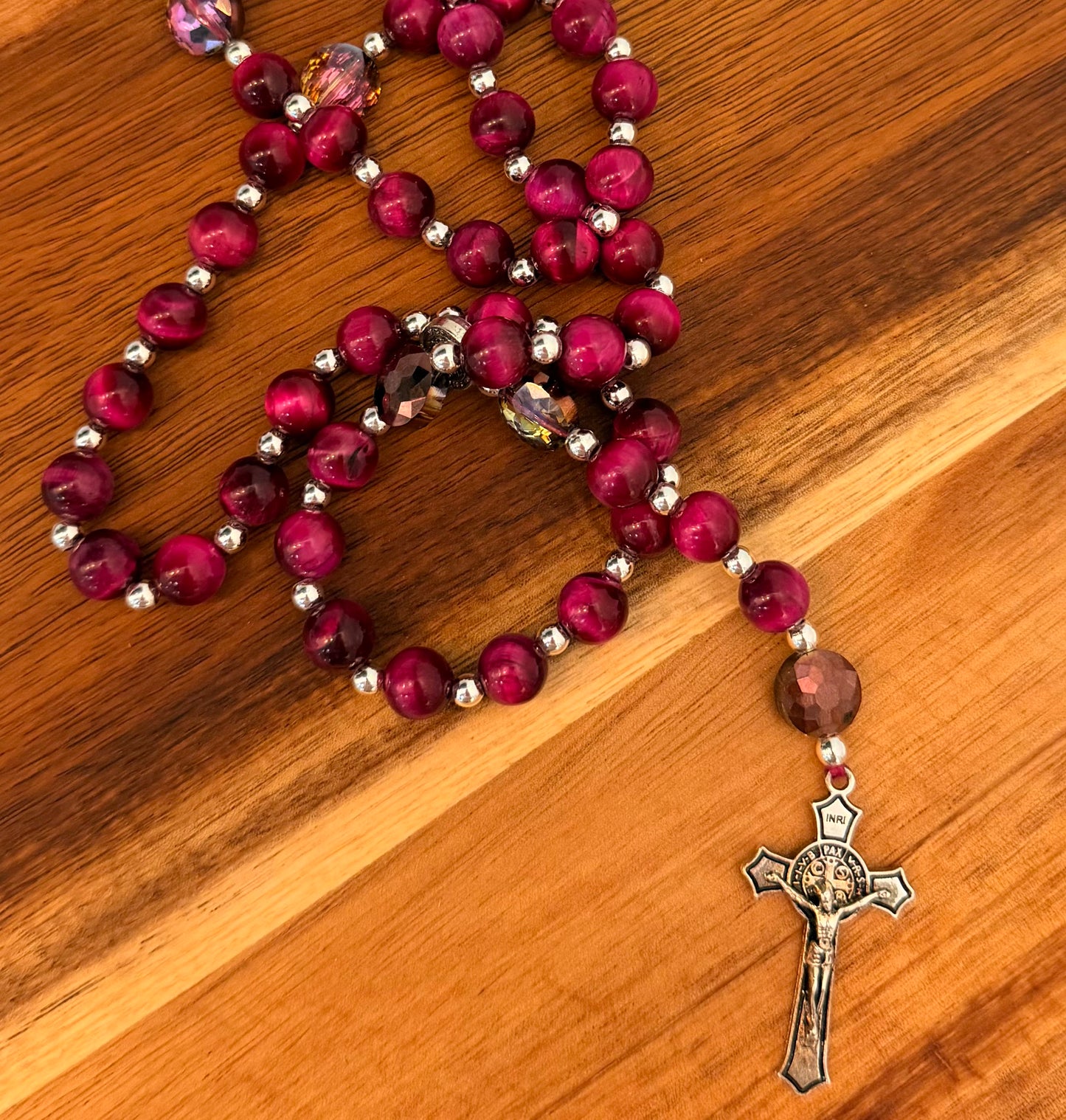 Maroon Beaded Rosary
