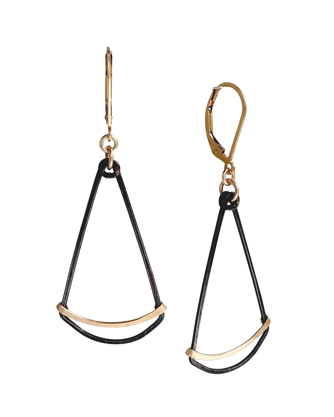 Long Gold+Ink Fan Earrings