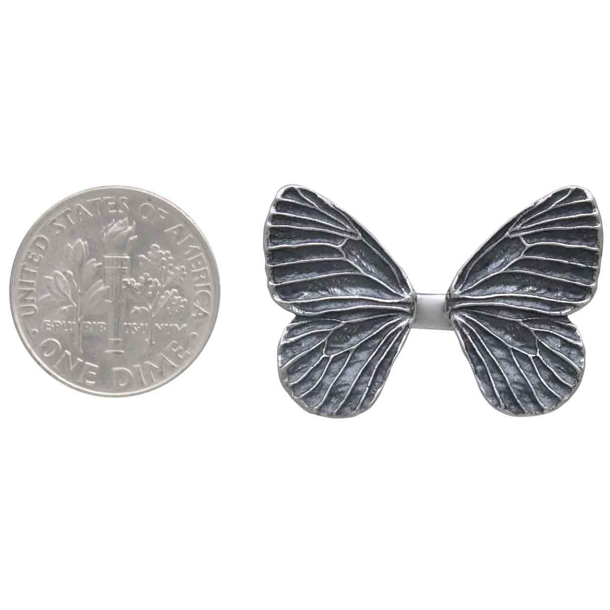 Silver Dimensional Butterfly Wings Ring