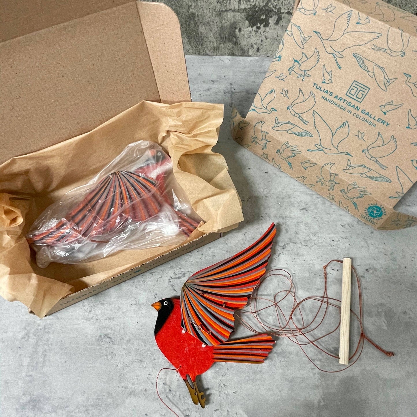 Cardinal Bird Flying Mobile
