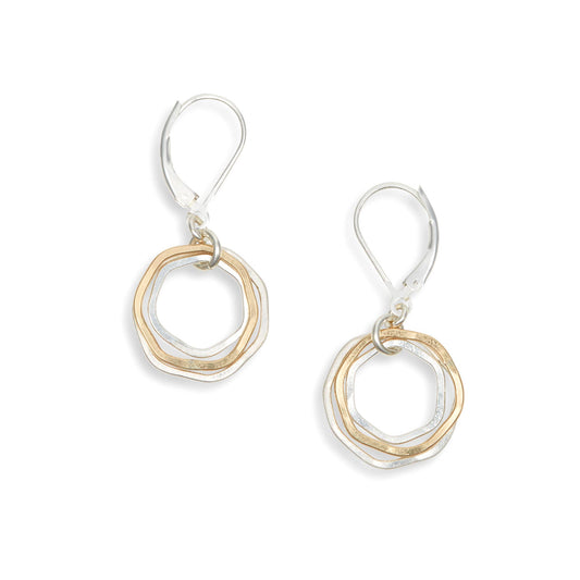 River Rocks Two Tone Circle Dangle Earrings