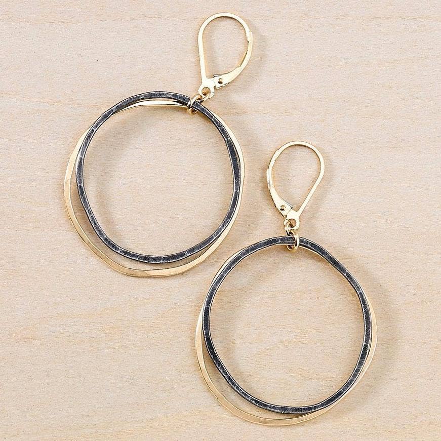 Antique Caldera Black and Gold Circles Earrings