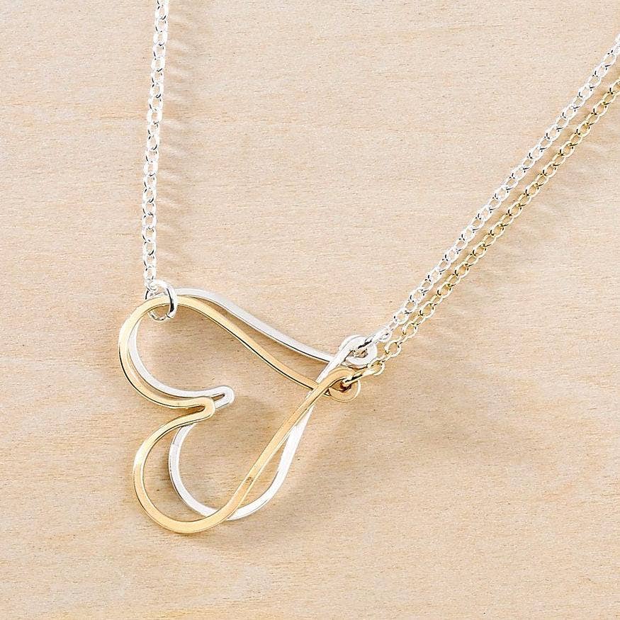 Stacked Hearts Necklace - Gold filled and Sterling Silver