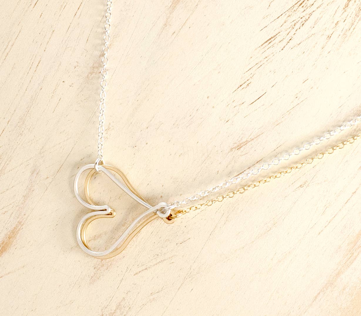 Stacked Hearts Necklace - Gold filled and Sterling Silver