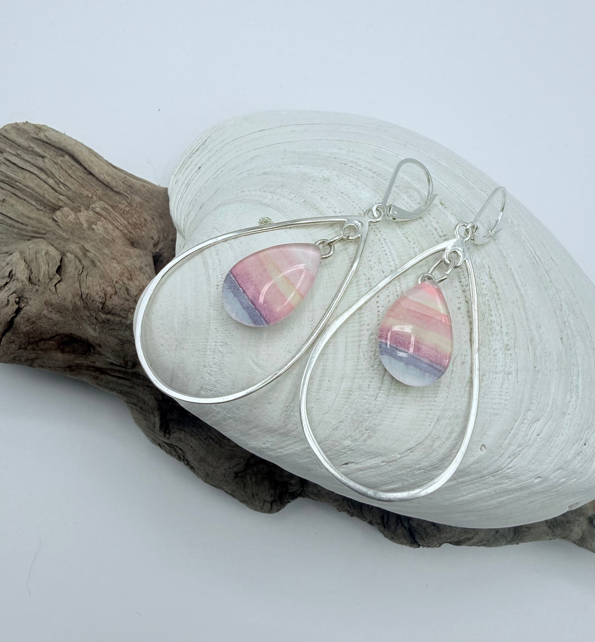 Pink Sunset Drop Earrings - Original Watercolor