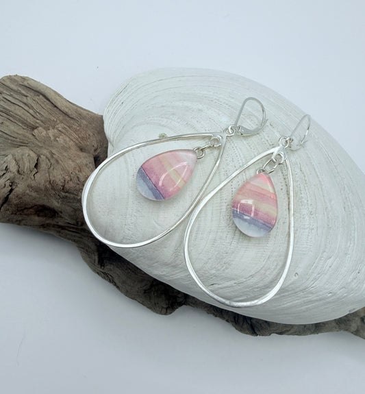 Pink Sunset Drop Earrings - Original Watercolor