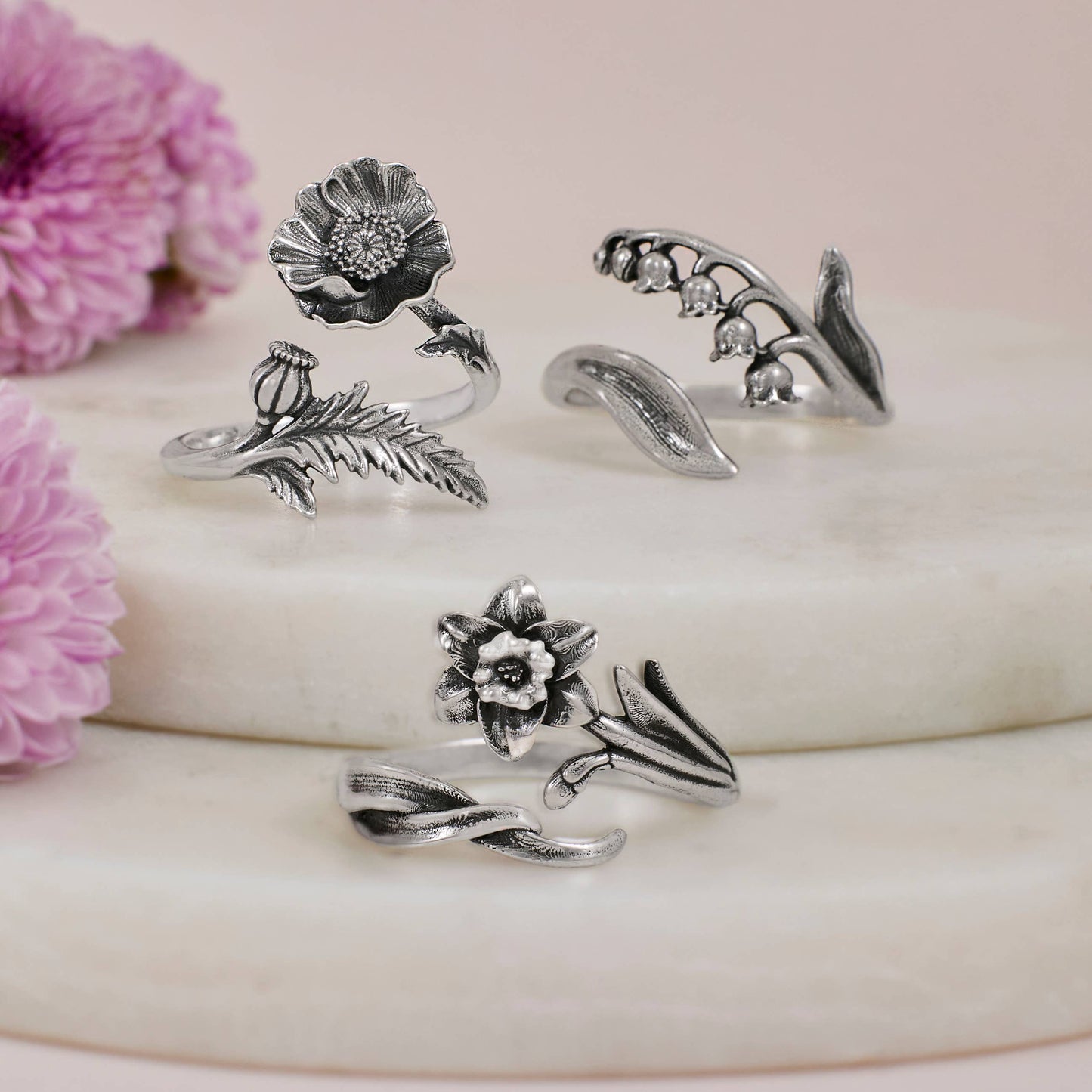 Adjustable Birth Flower Rings: Bronze / September - Morning Glory