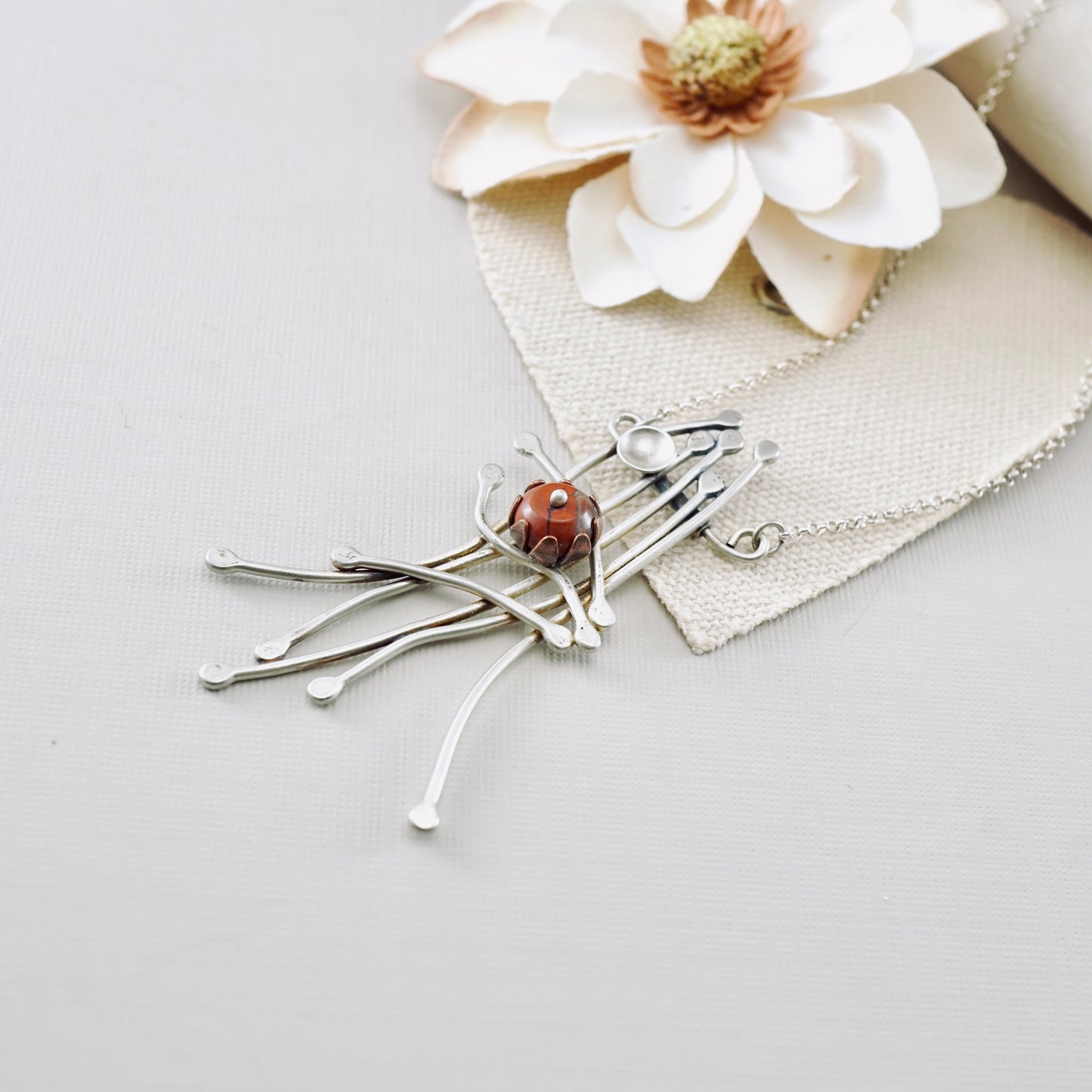 Whimsical Trellis Red Jasper Necklace (SS)