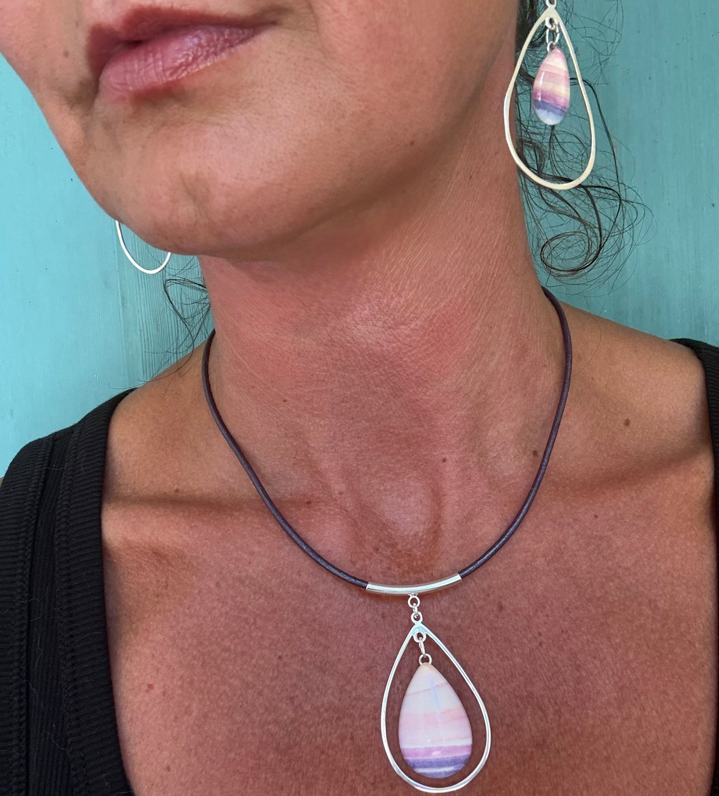 Pink Sunset Drop Earrings - Original Watercolor