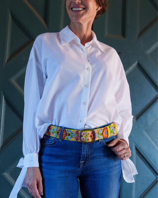 Golden Delicious Embroidered Wool Belt: M