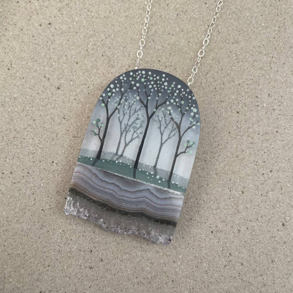 In The Forest Handpainted Resin and Crystal Necklace