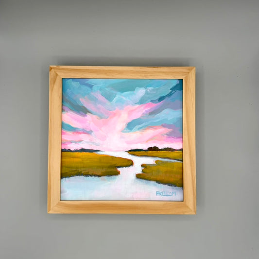 Cotton Candy Skies - 8x8 Acrylic Painting