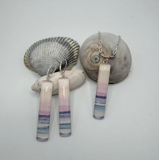 Long Pink/Purple Watercolor Earrings