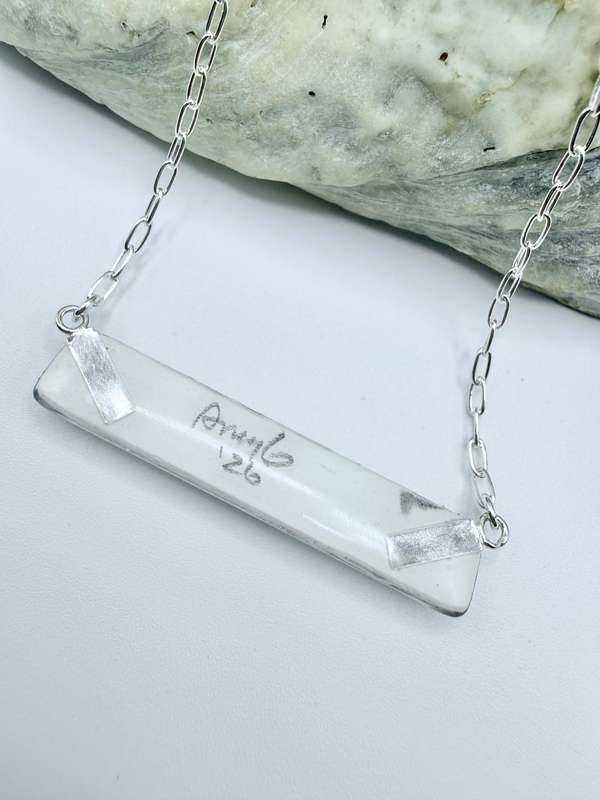 Crashing Waves  Watercolor Necklace  with Sterling chain