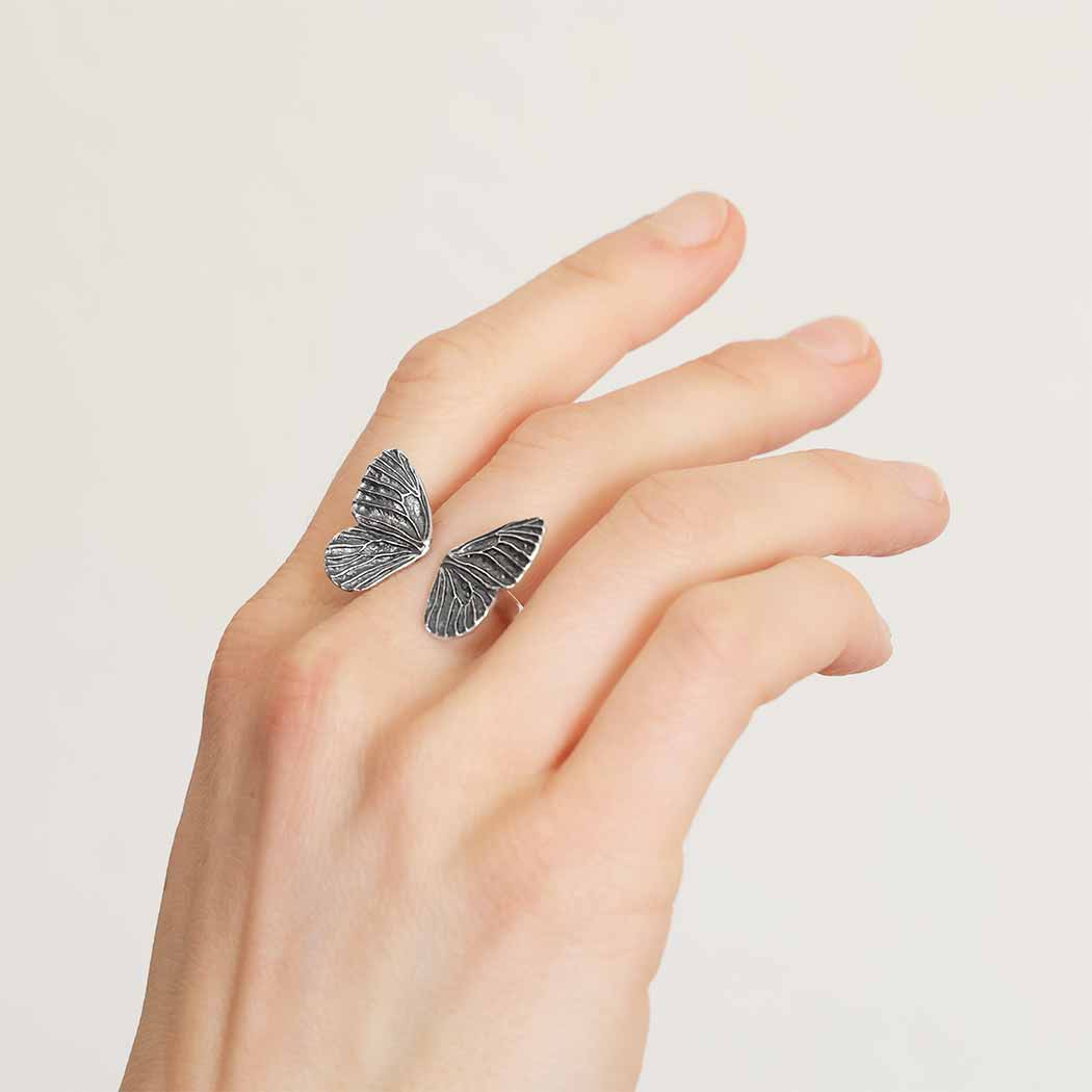 Silver Dimensional Butterfly Wings Ring