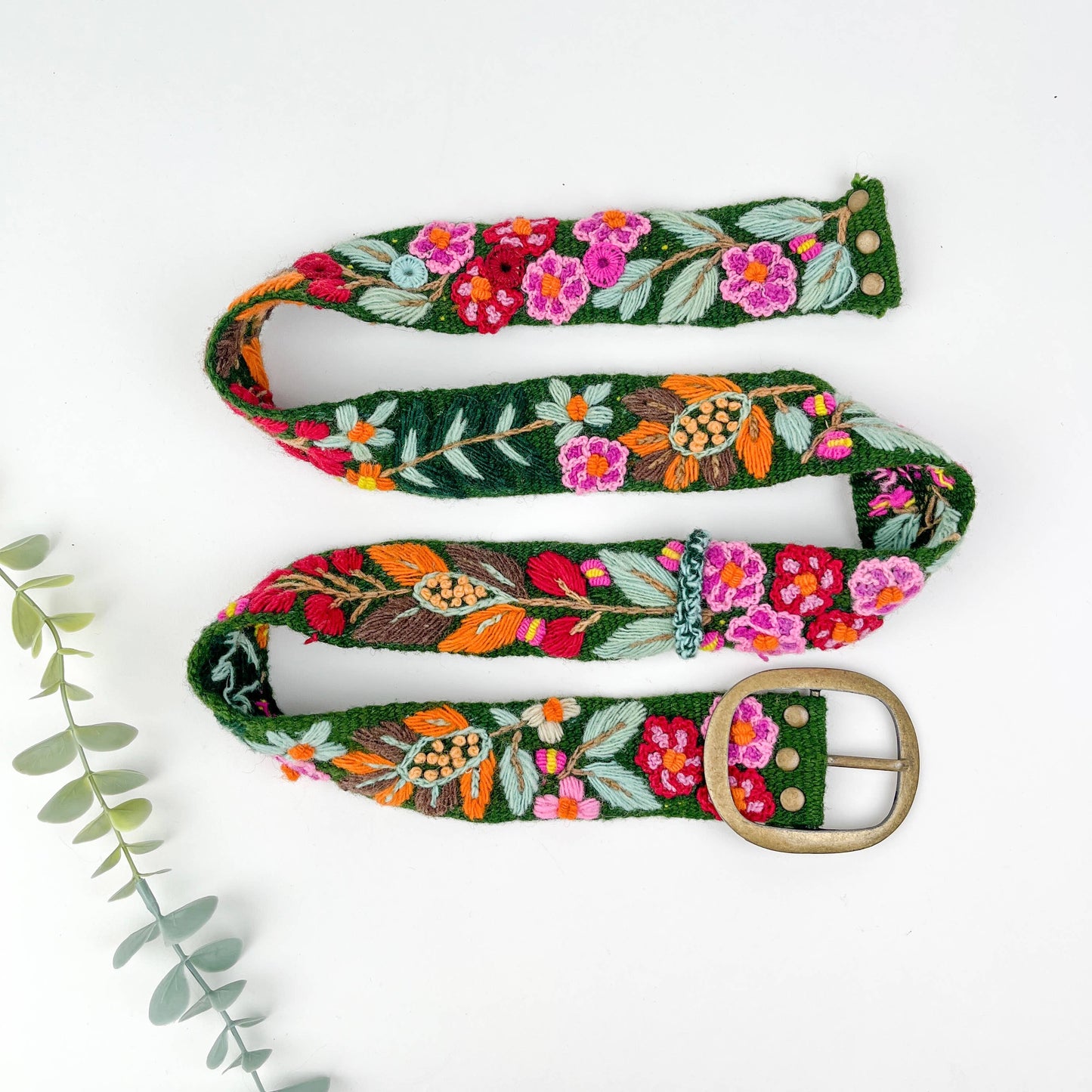 Green Forrest Wildberry Embroidery Belt