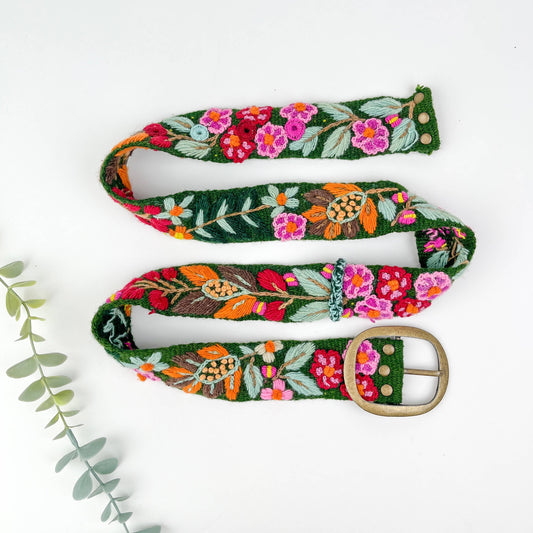Green Forrest Wildberry Embroidery Belt