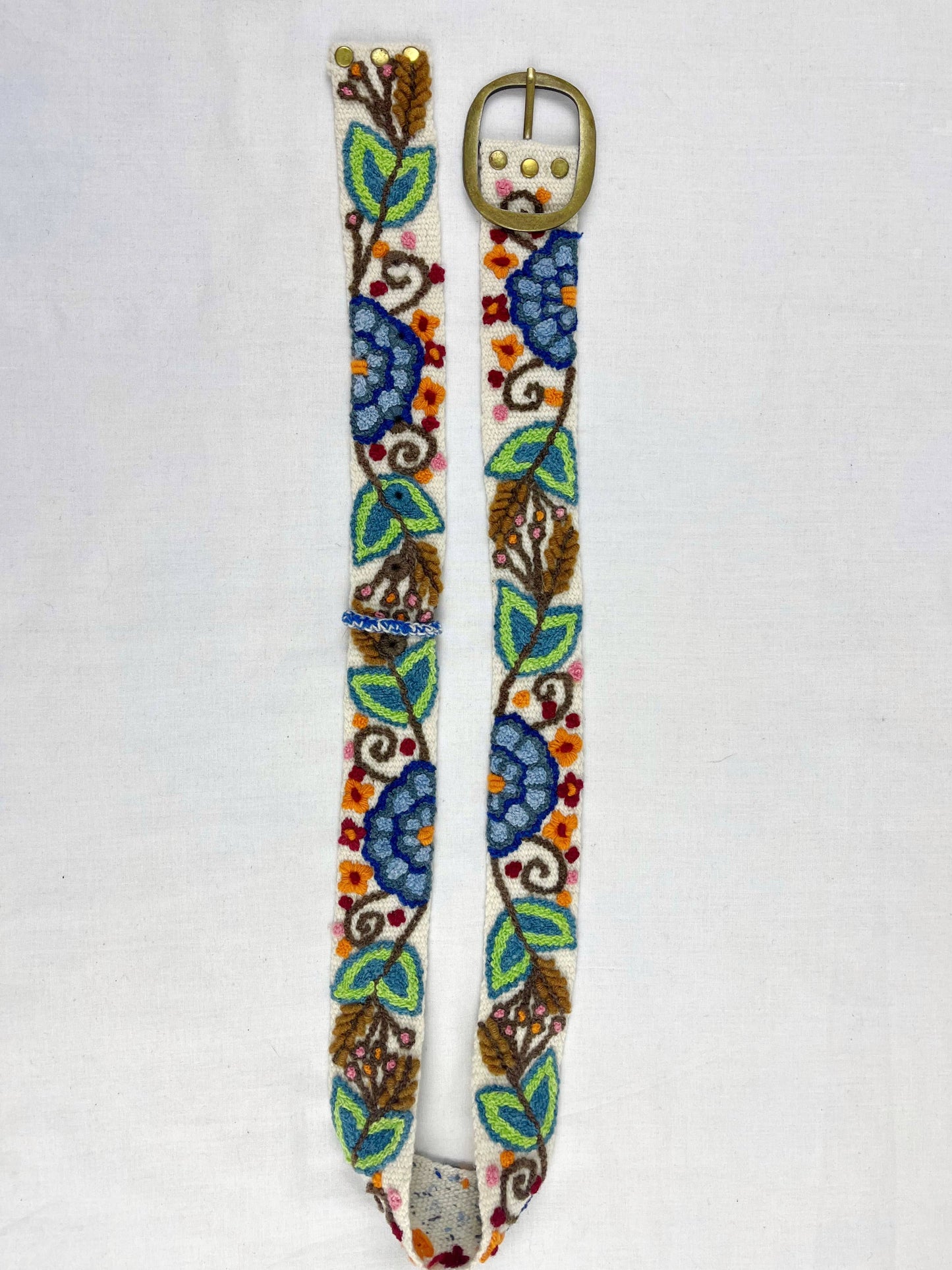 Cream Catalina Wide Embroidered Belt