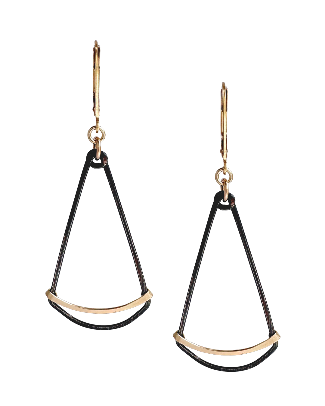 Long Gold+Ink Fan Earrings