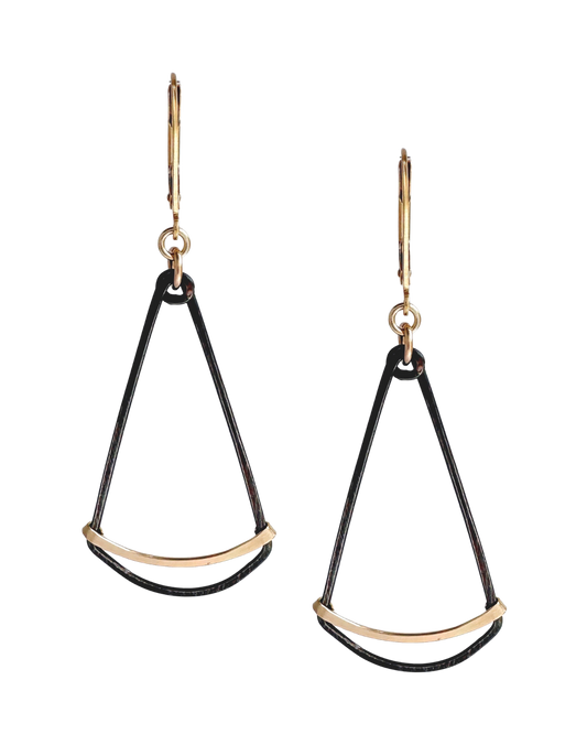 Long Gold+Ink Fan Earrings