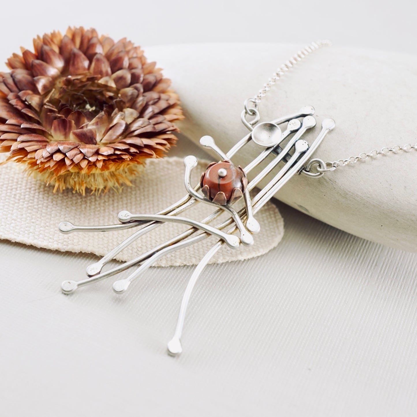 Whimsical Trellis Red Jasper Necklace (SS)