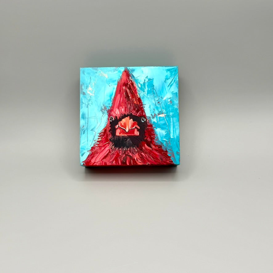 Cardinal Painting in Oil, 5"x5"
