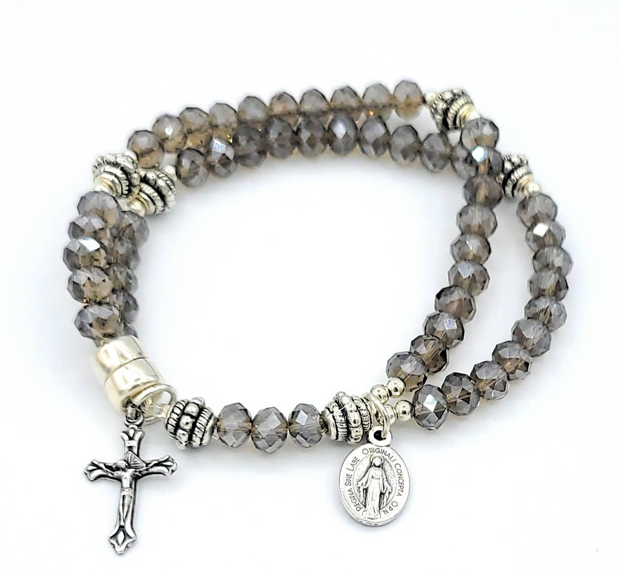 Smoke Crystal Wrist Rosary