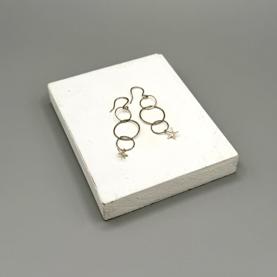 Ttriple Circle Star Drop Earrings