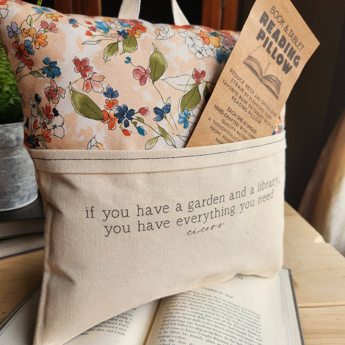 Garden Quote Reading Pillow