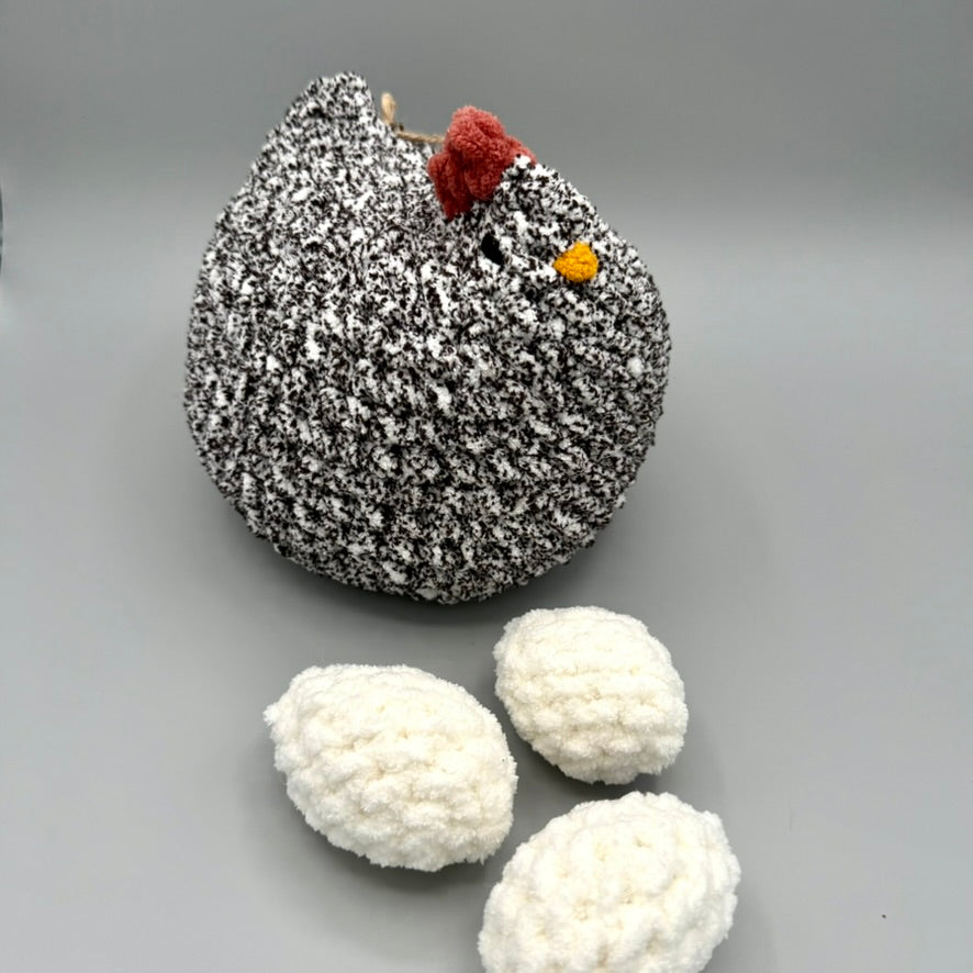 Large Crochet Chicken with Eggs