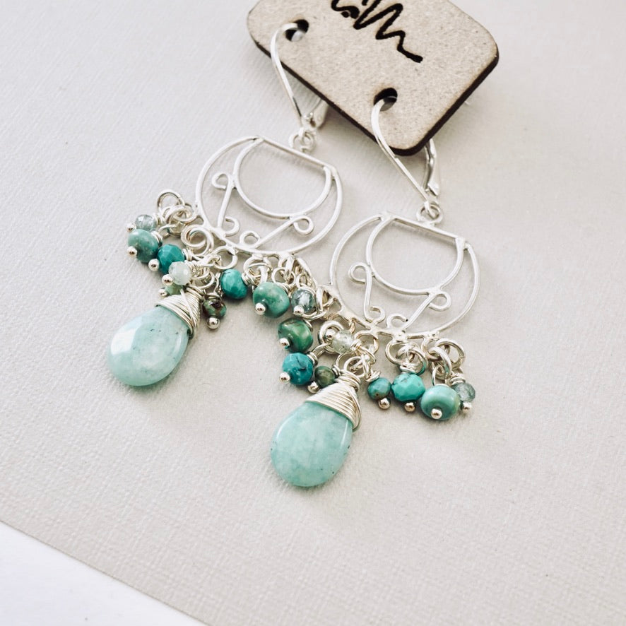 Amazonite Cocktail Chandelier Earrings (SS)