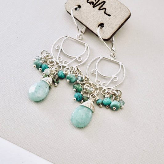 Amazonite Cocktail Chandelier Earrings (SS)