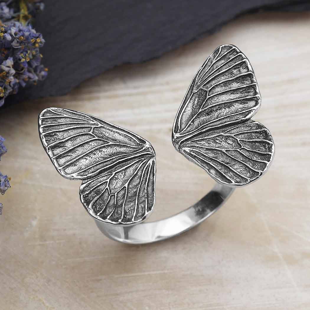 Silver Dimensional Butterfly Wings Ring