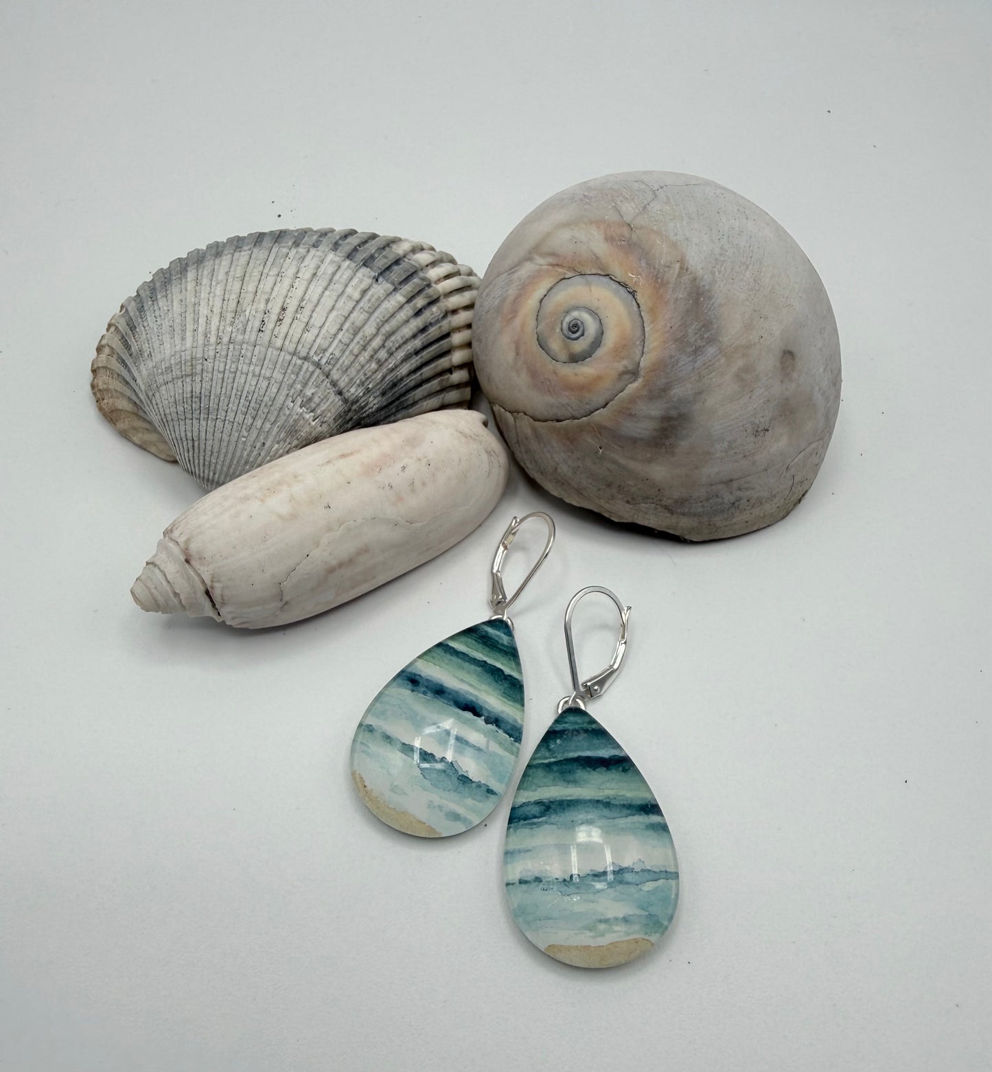 Ocean and Beach - Original Watercolor Earrings
