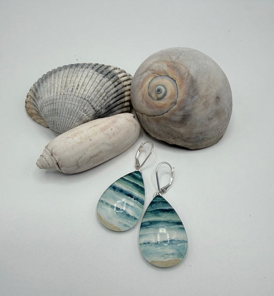 Ocean and Beach - Original Watercolor Earrings