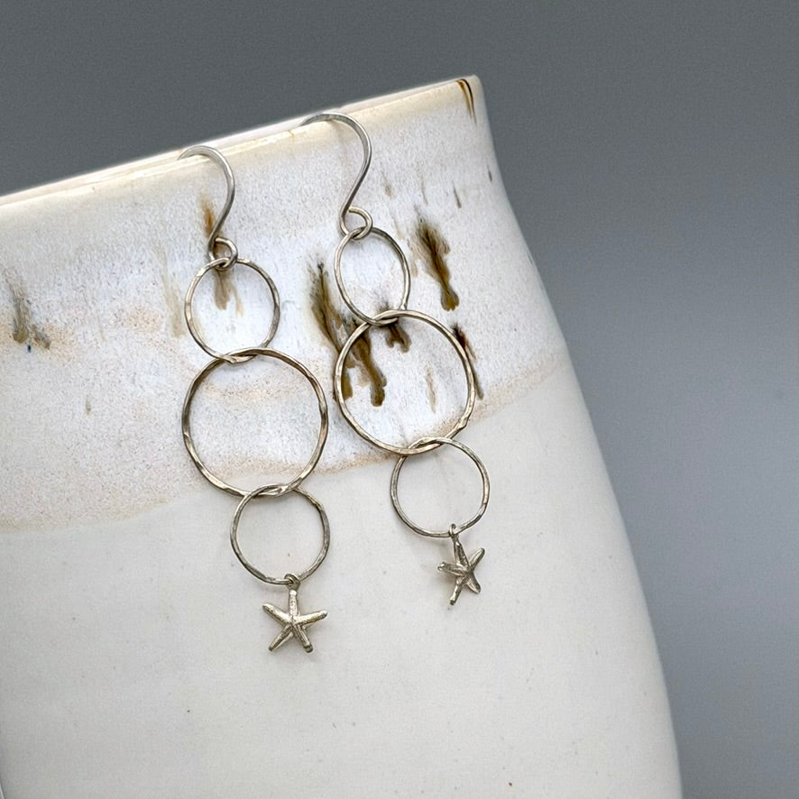 Ttriple Circle Star Drop Earrings