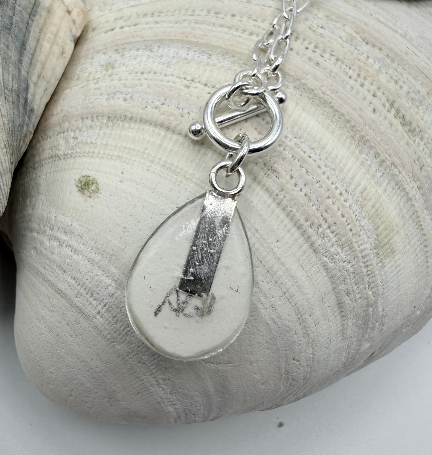 Teardrop Watercolor Necklace on Sterling Chain