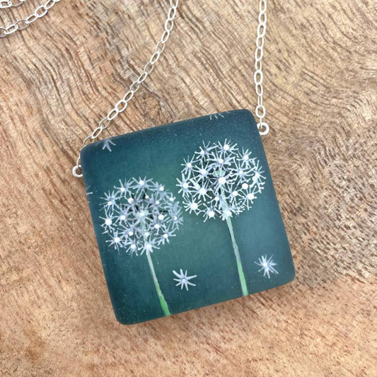 Dandelions Painted Necklace