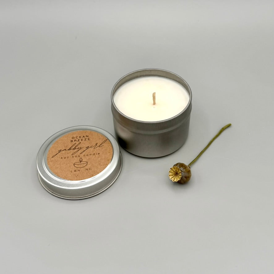 4oz Soy Candle Tin (Scent: Ocean Breeze)