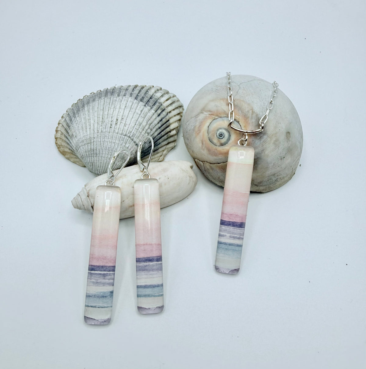 Long Pink/Purple Ocean Watercolor Necklace